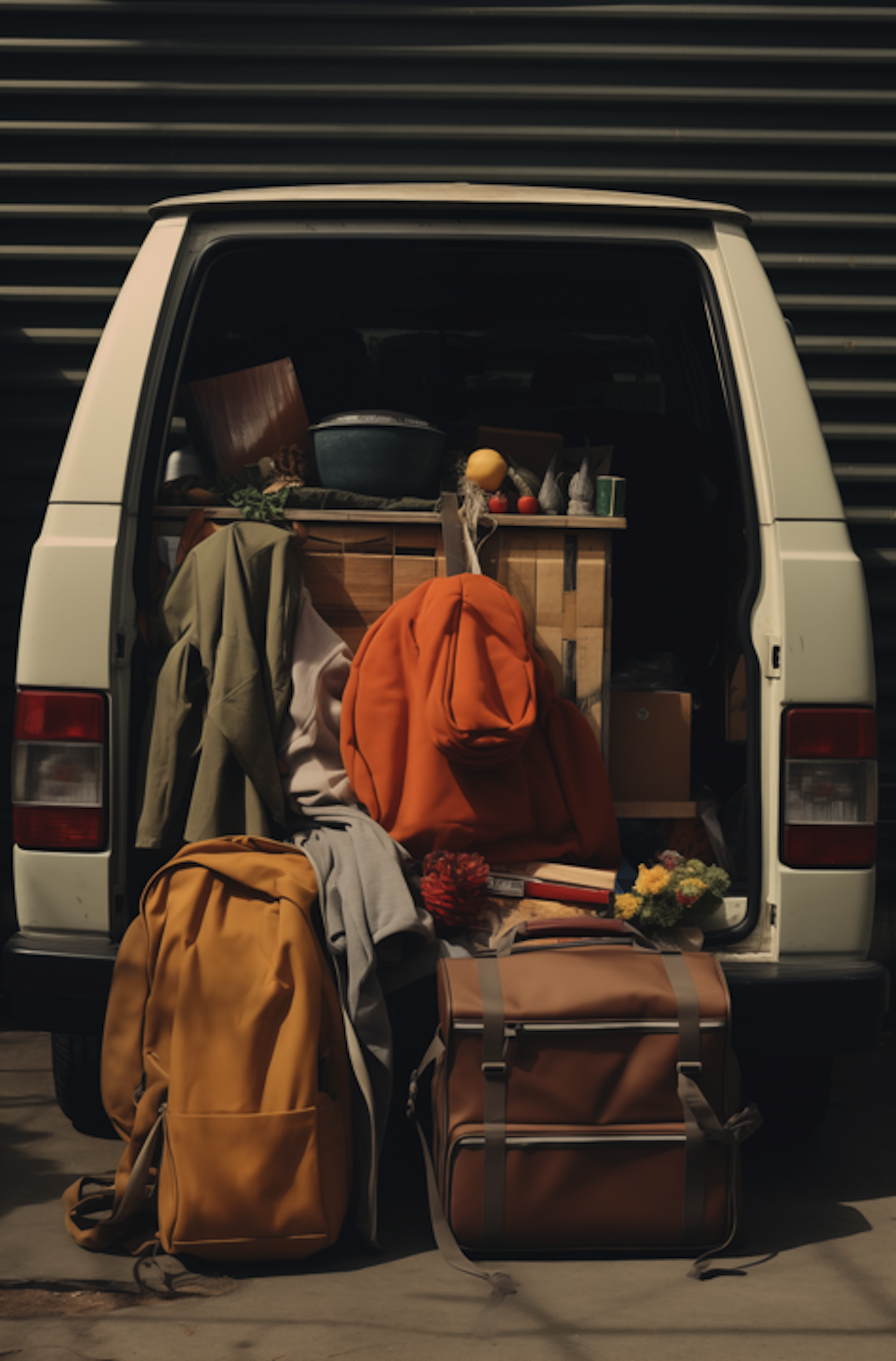 Journey-Ready Van with Personal Belongings and a Touch of Home