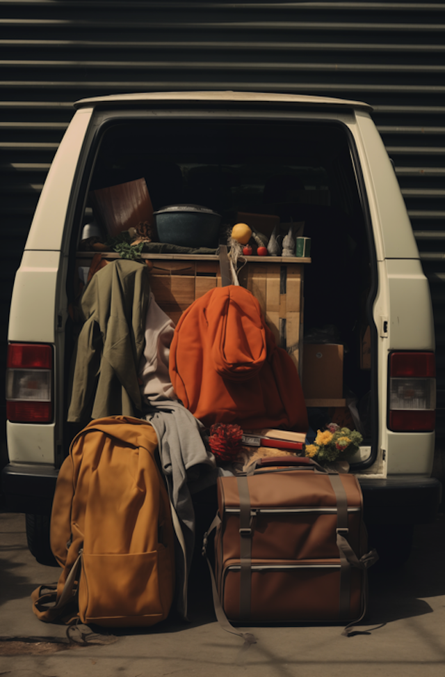 Journey-Ready Van with Personal Belongings and a Touch of Home