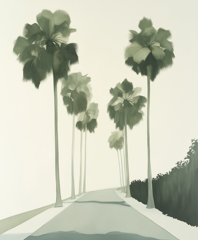 Serene Palm Tree Road