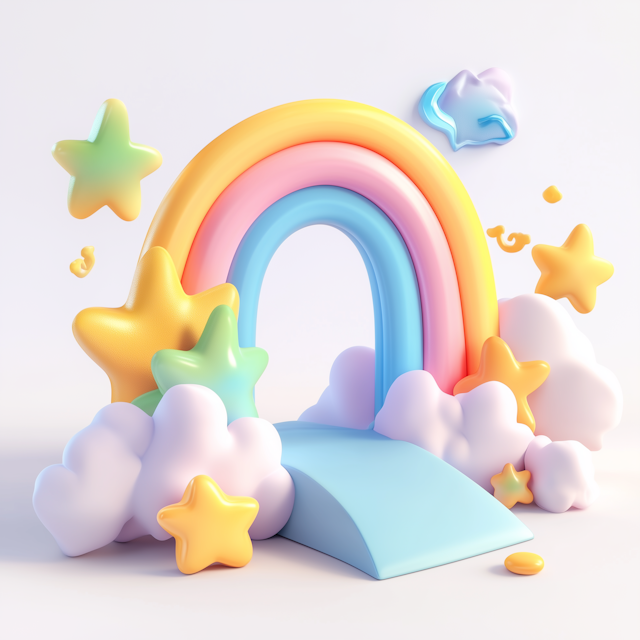 Whimsical Rainbow Scene