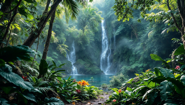 Tropical Rainforest Waterfall