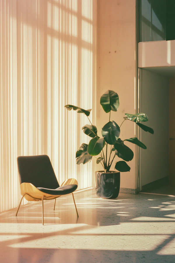 Serene Interior with Modern Chair and Plant