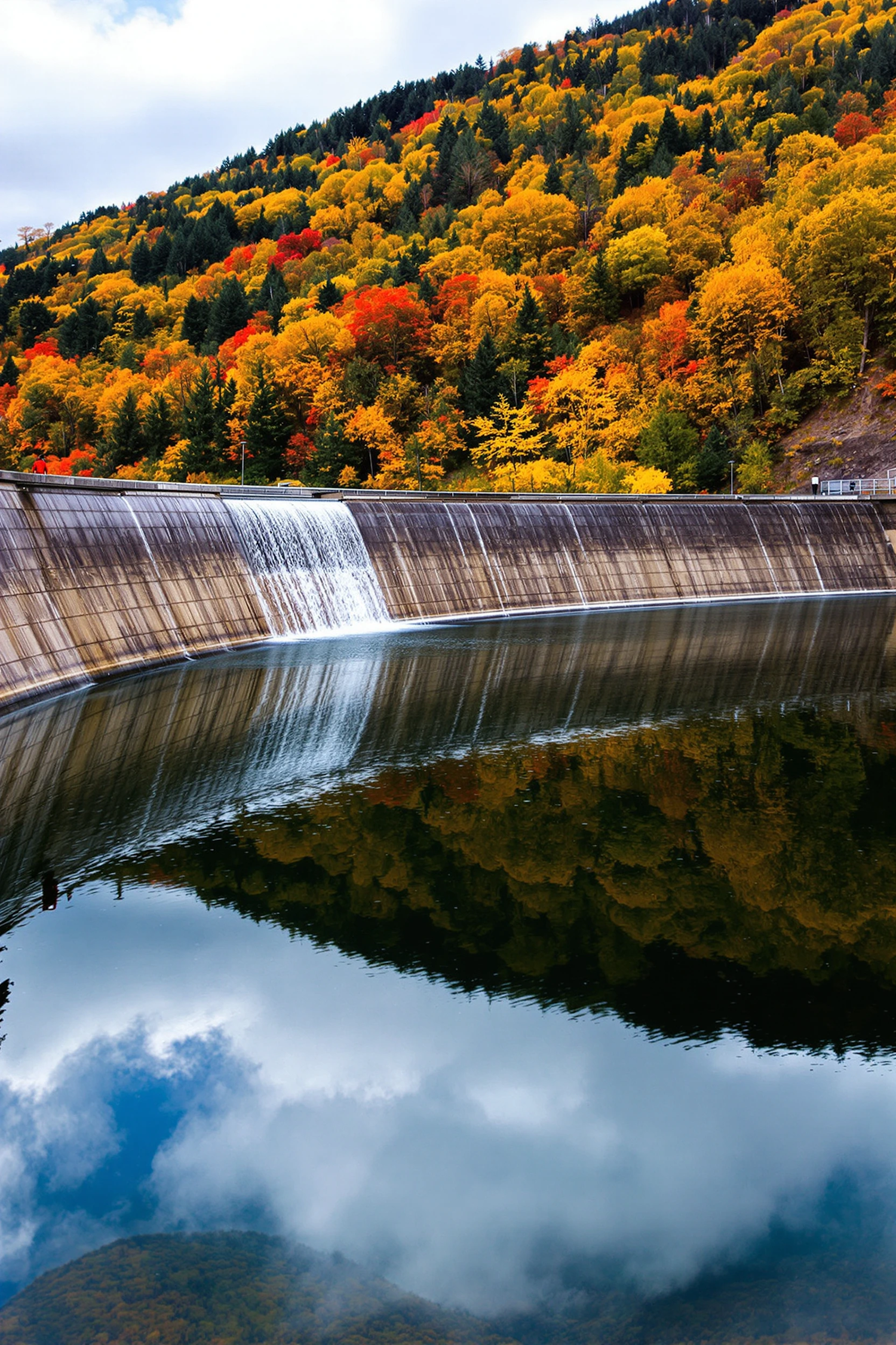 Serene Autumn Landscape with Dam