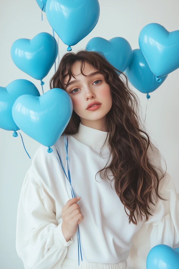 Woman with Blue Balloons