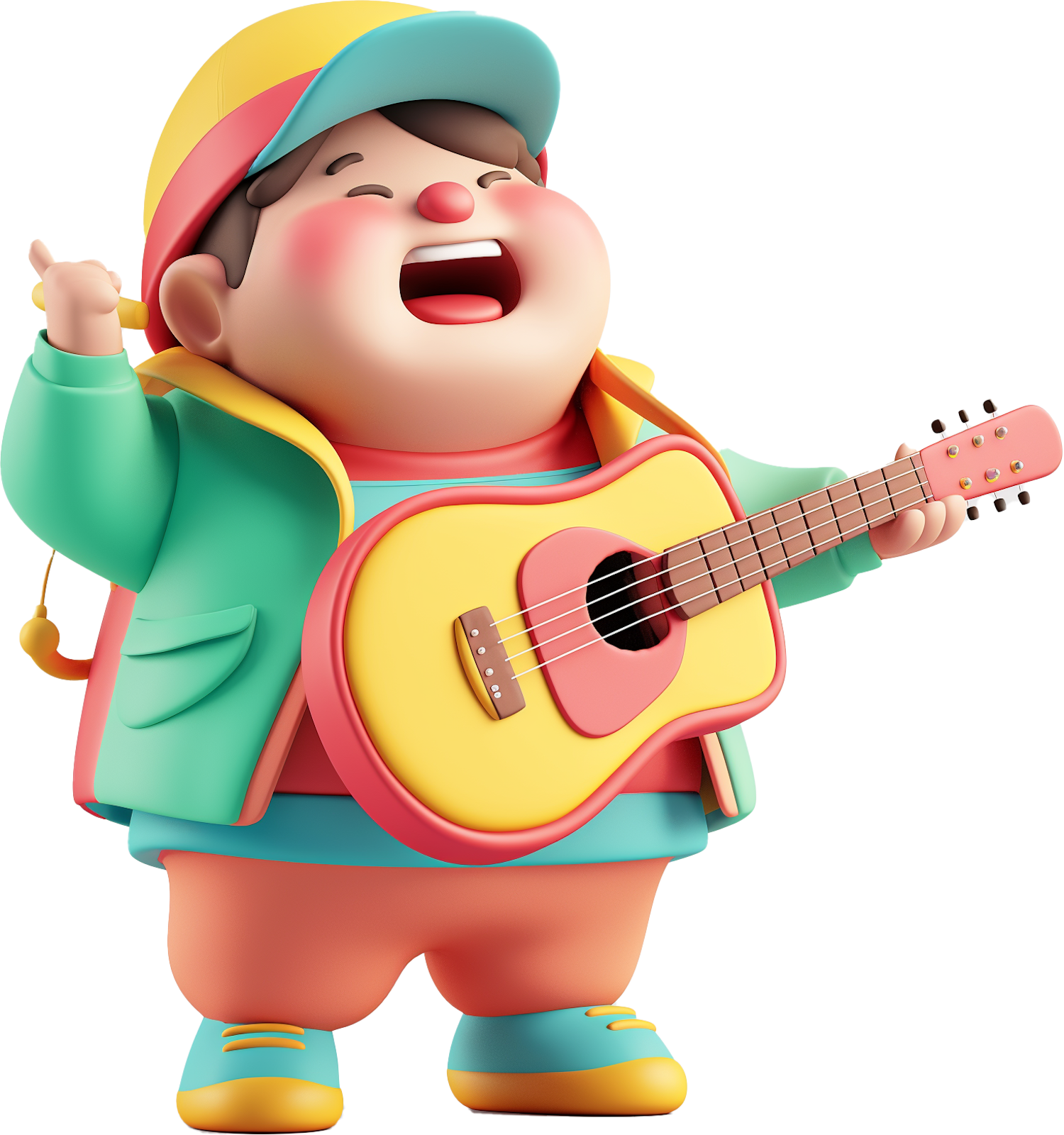 Joyful 3D Animated Character with Ukulele