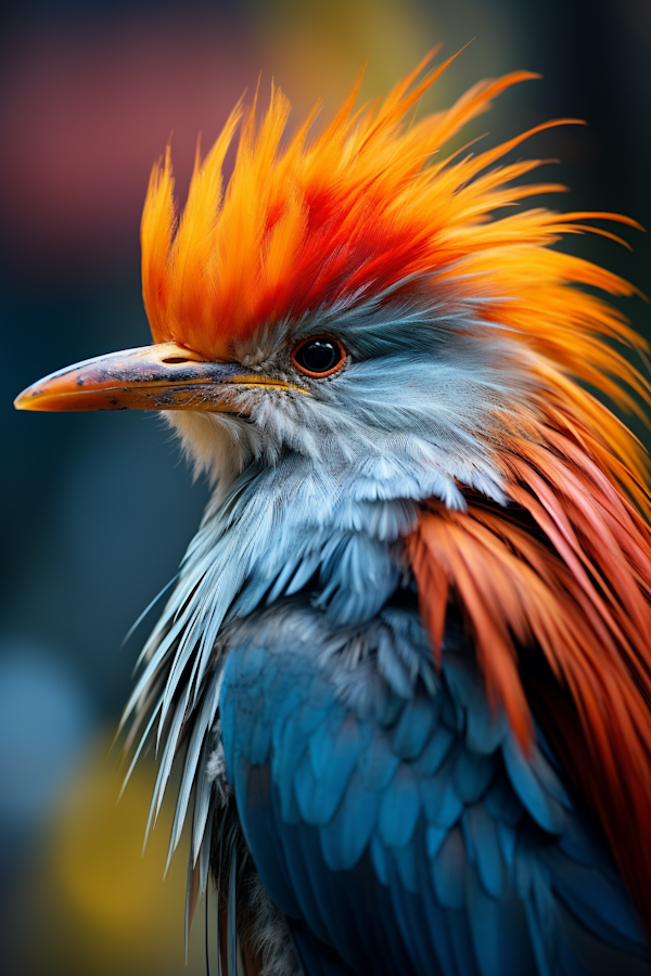 Blazing Crowned Cerulean Feathered Bird