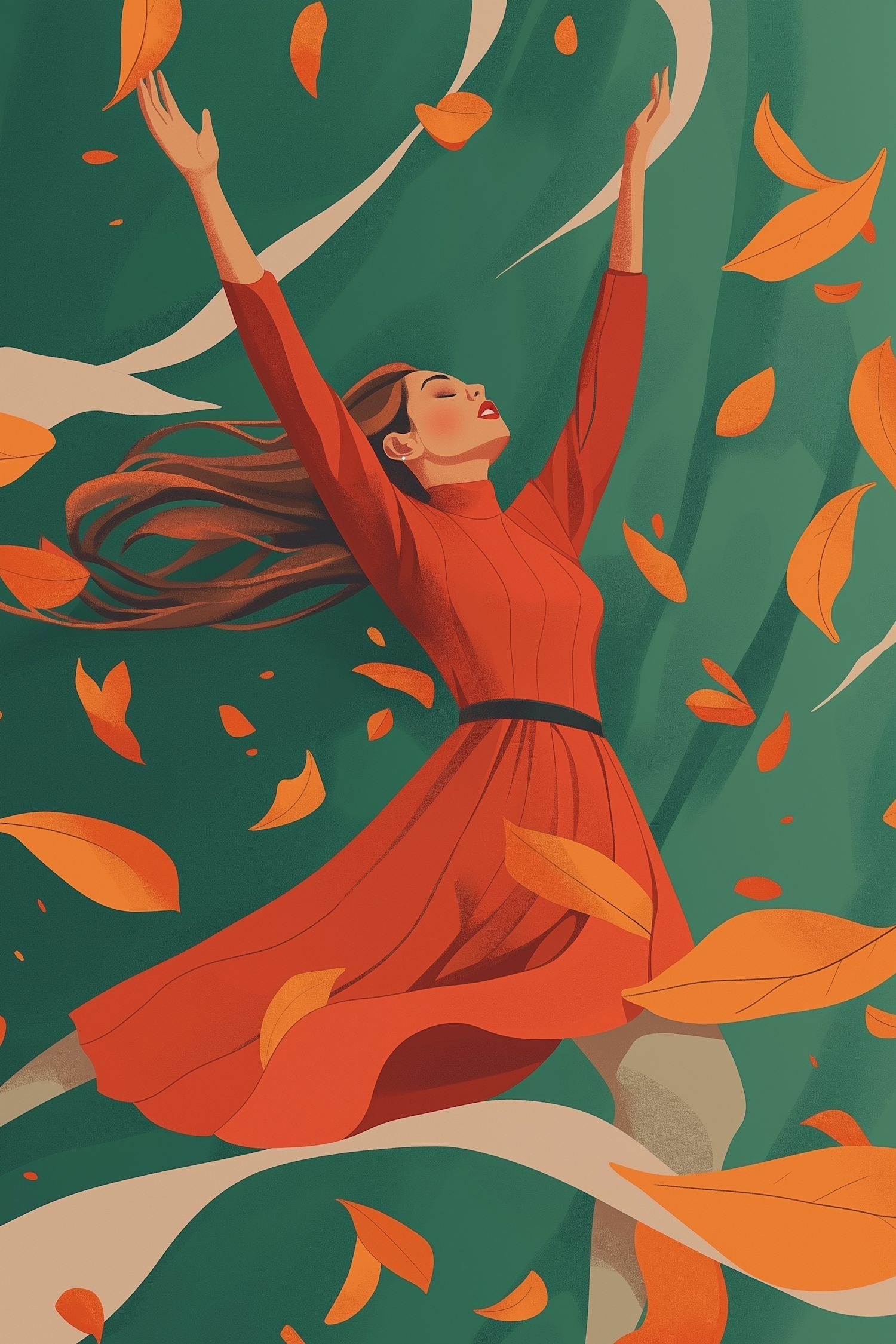 Joyous Woman in Autumn Bliss