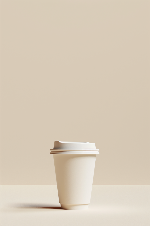 Disposable Coffee Cup on Beige Background