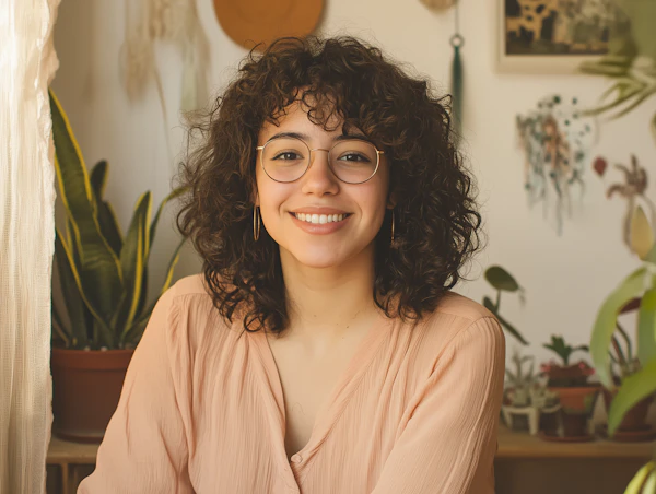 Smiling Woman in Warm Lighting