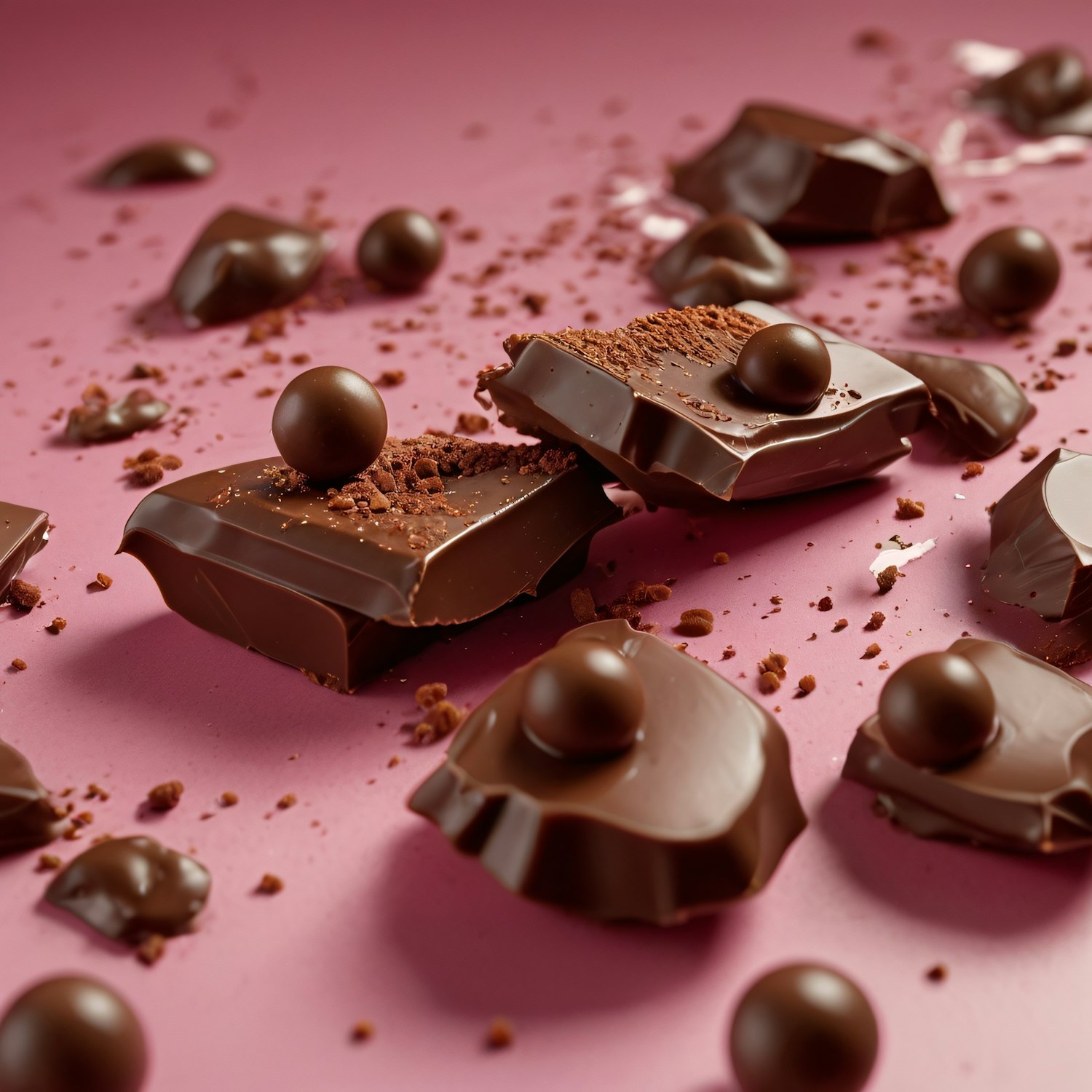 Assorted Chocolates on Pink Surface