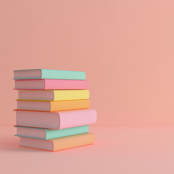 Pastel Colored Books Stacked