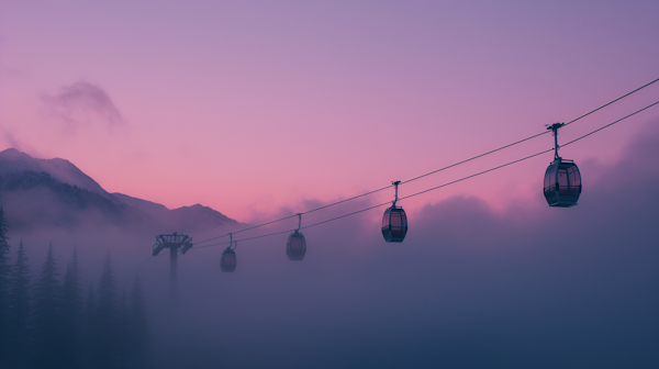 Twilight Serenity: Cable Cars and Mountain Mists