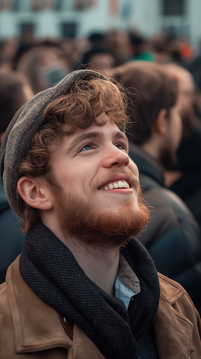 Joyful Man in Autumn