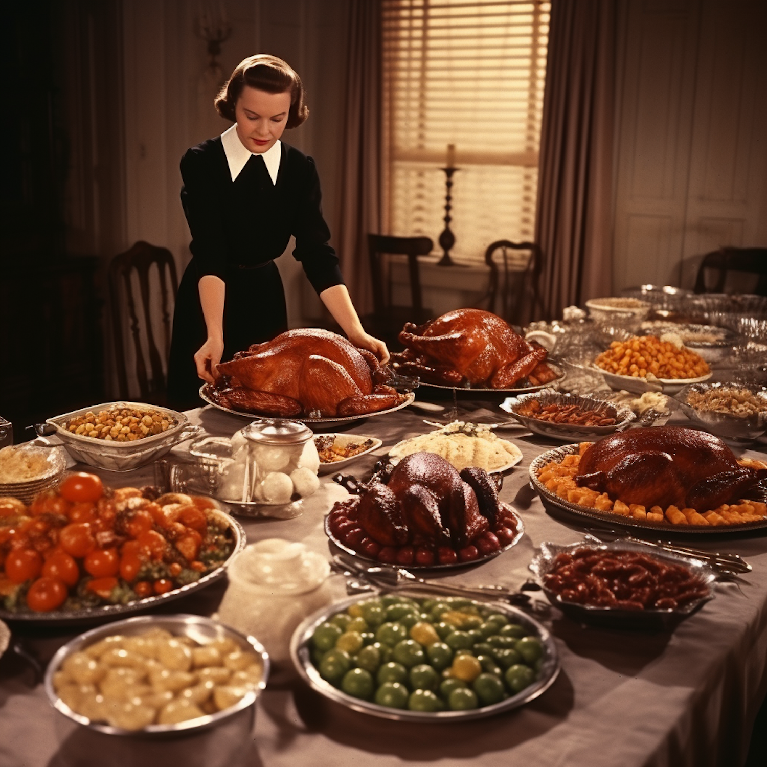 Hostess Preparing Thanksgiving Feast