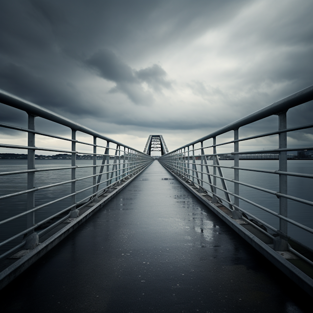 Solitude on the Overcast Triangular Frame Bridge