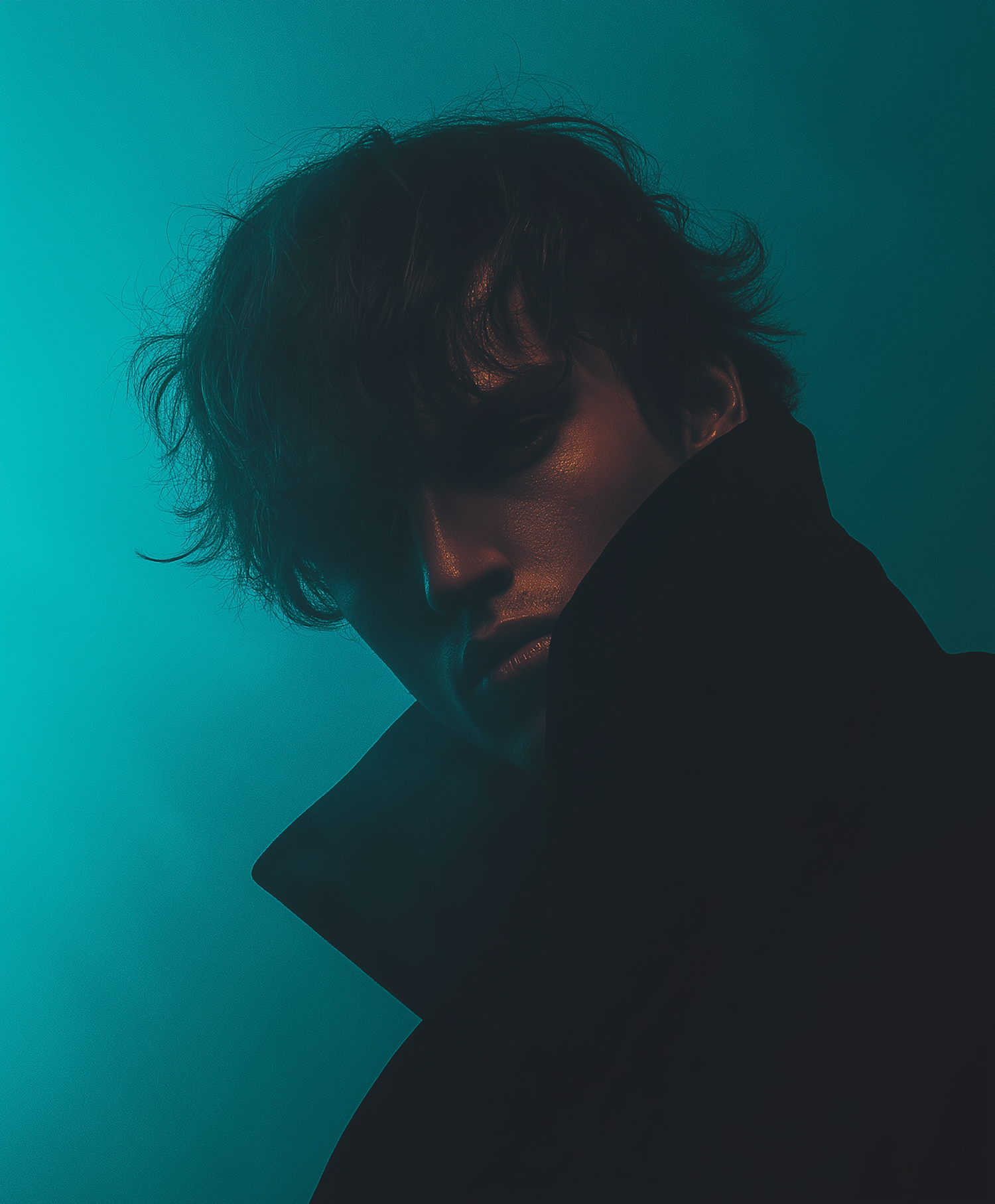 Moody Portrait in Teal