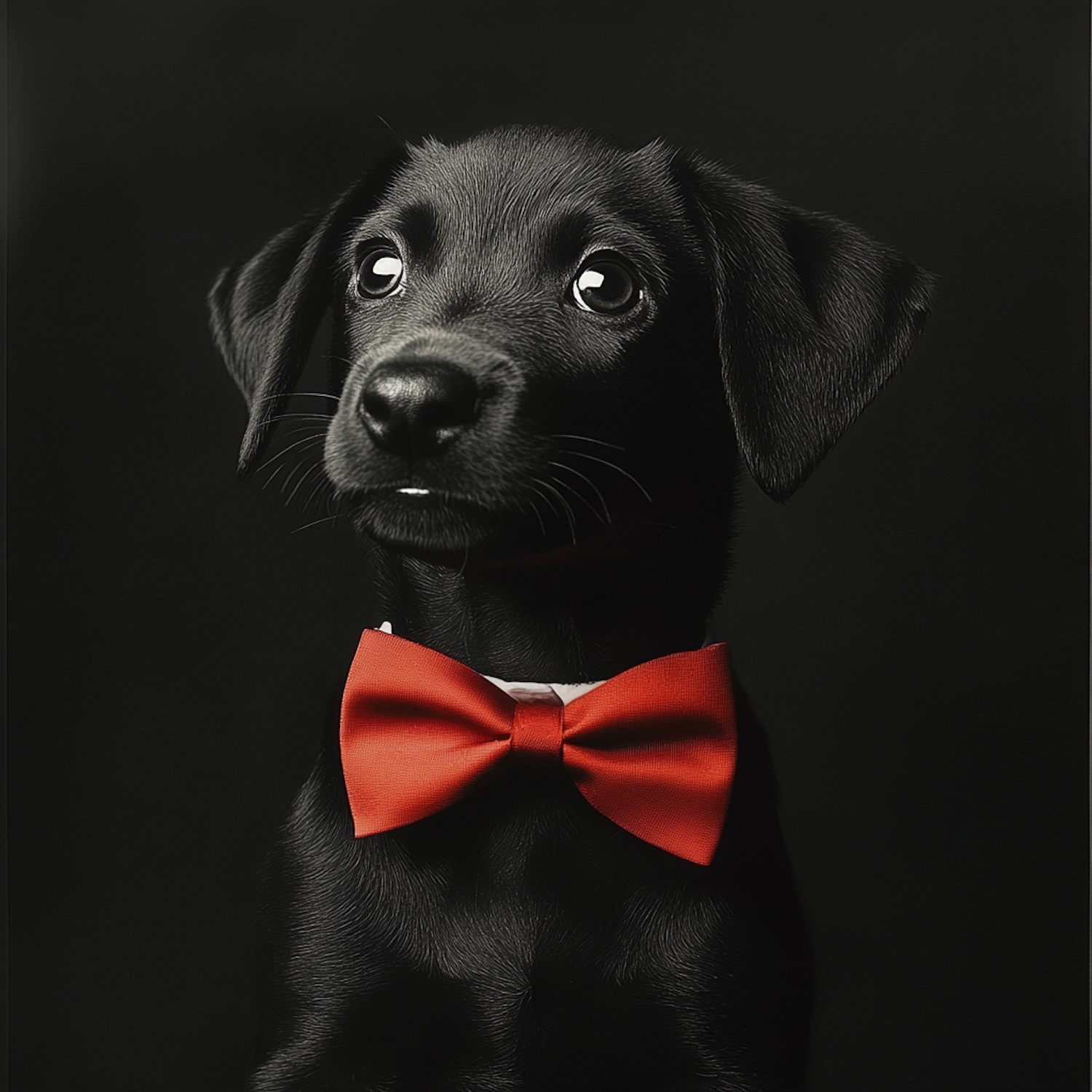 Black Puppy with Red Bow Tie