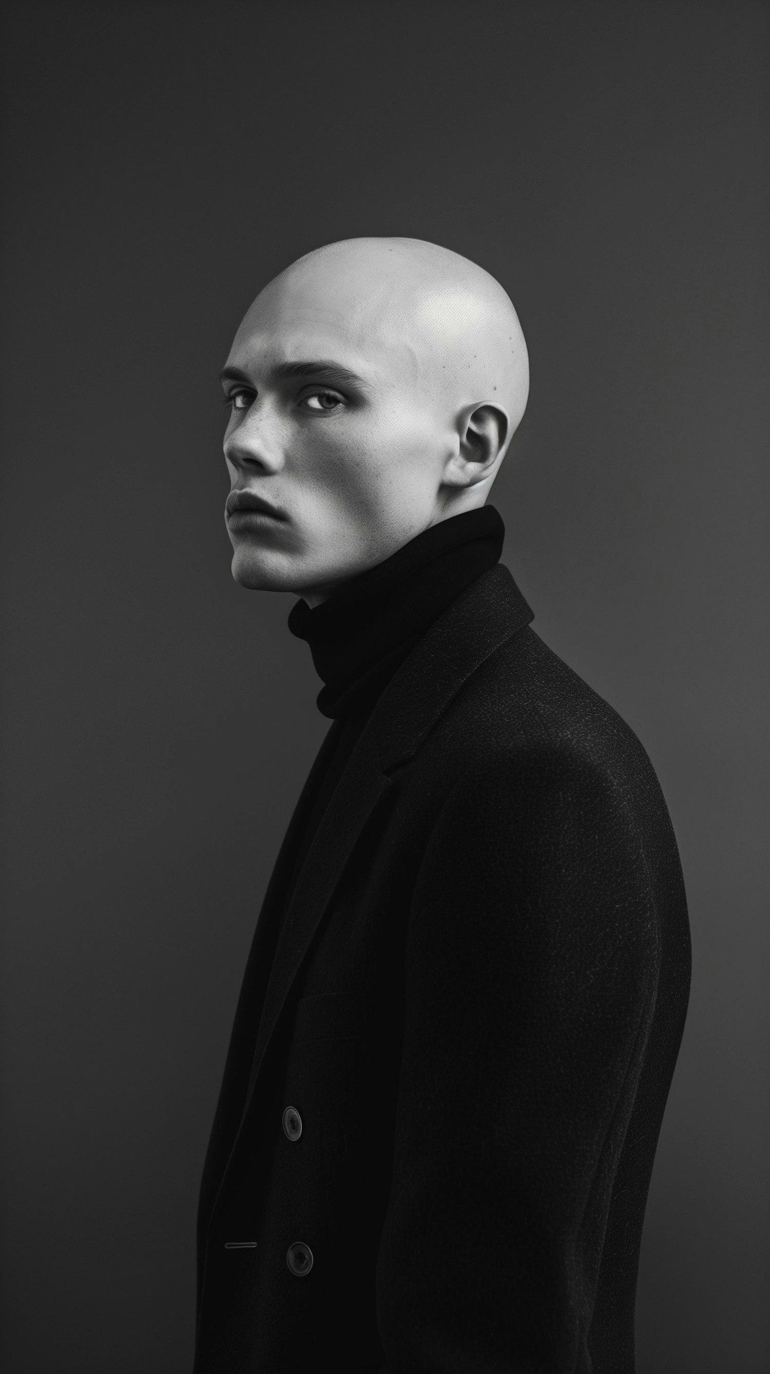 Monochromatic Portrait of a Bald Man