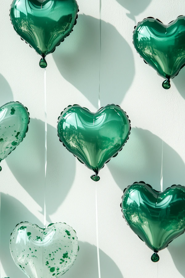 Green Heart Balloons