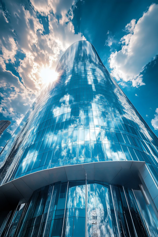 Modern Skyscraper with Reflective Glass Facade
