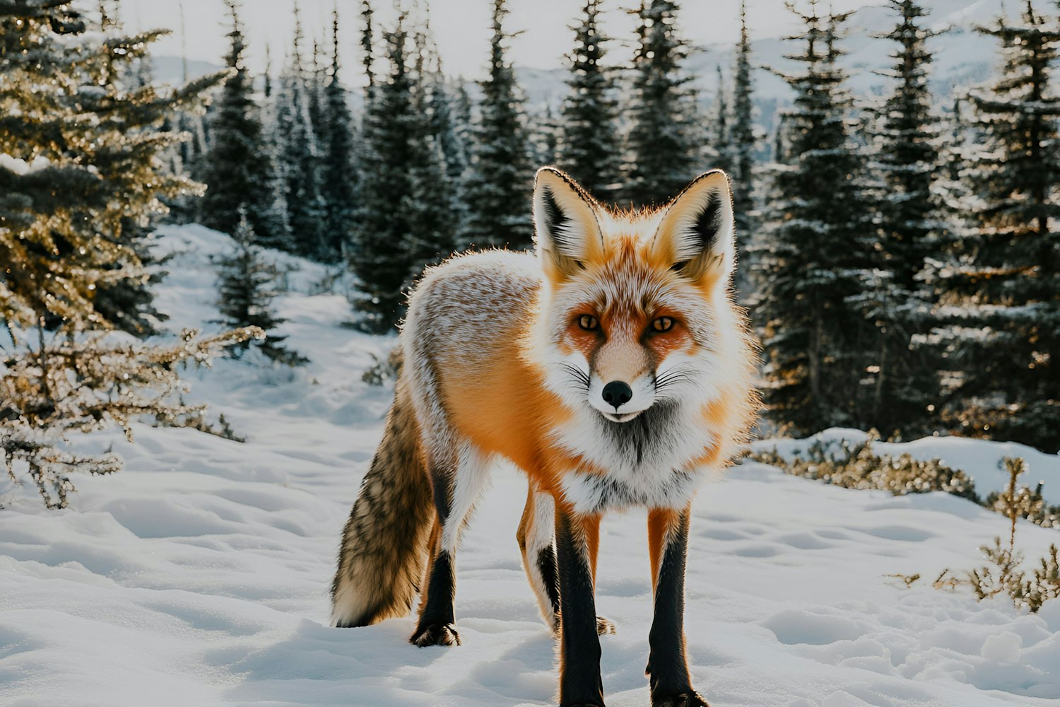 Vibrant Fox in Winter Wonderland