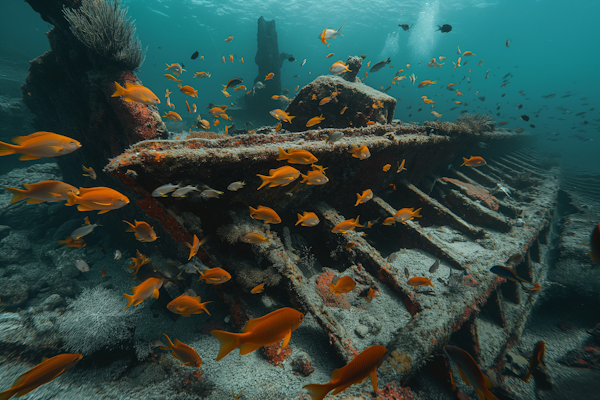 Sunken Ship Reef with Marine Life