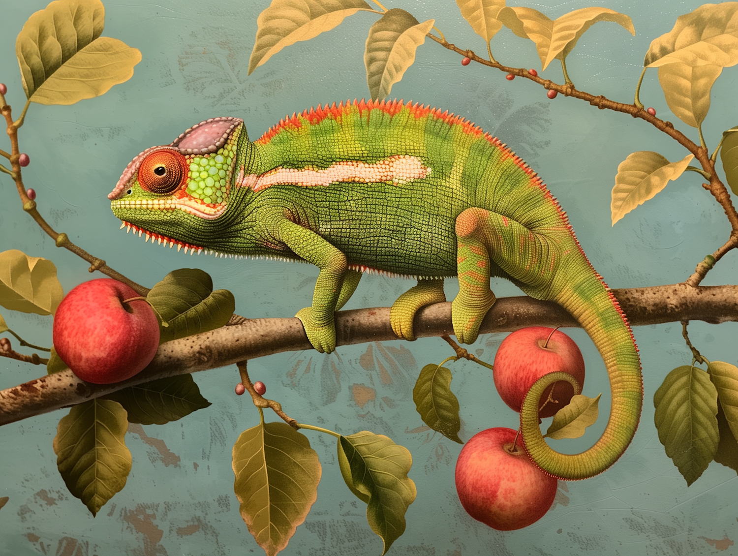 Vibrant Chameleon on Branch