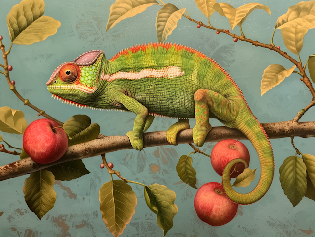 Vibrant Chameleon on Branch