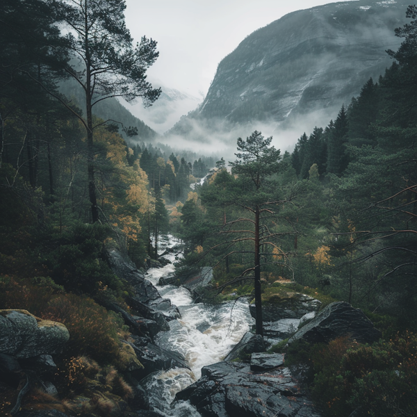 Serene River Through Autumn Forest