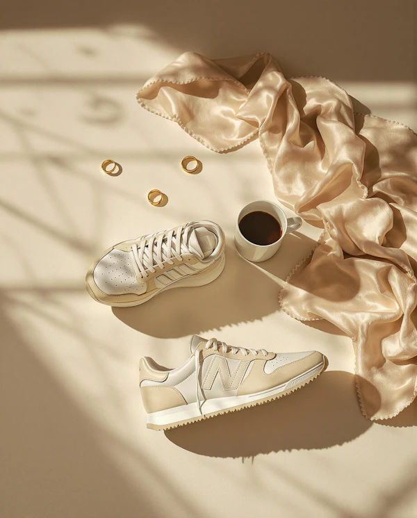 Sneakers and Coffee Flatlay