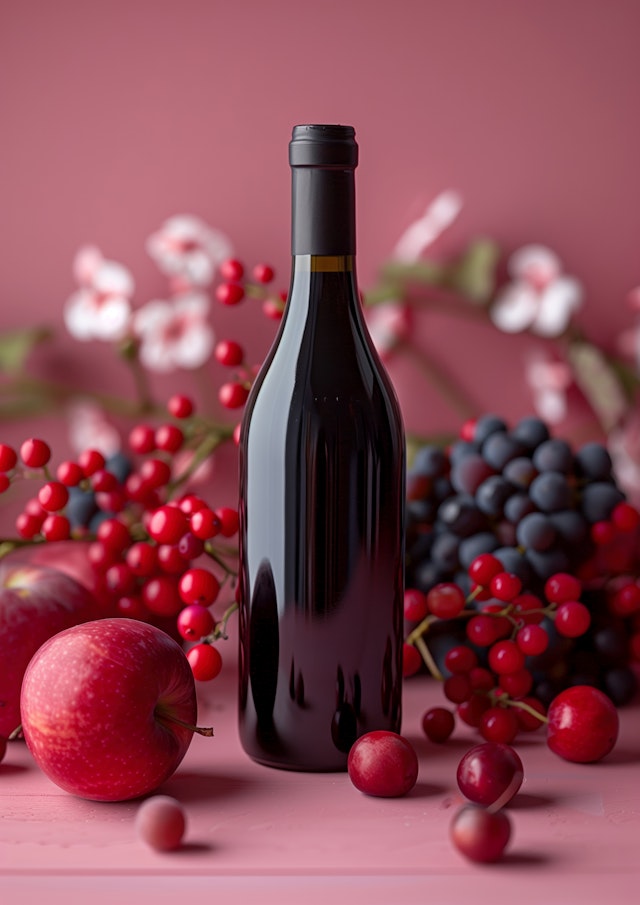 Wine Bottle with Fruits