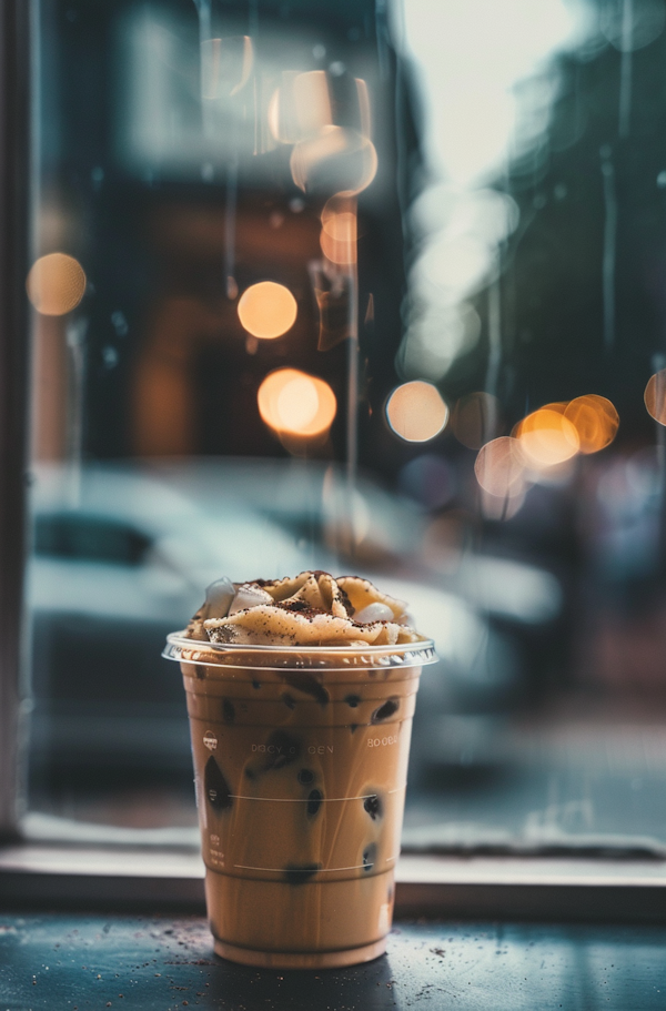 Iced Coffee in Urban Setting