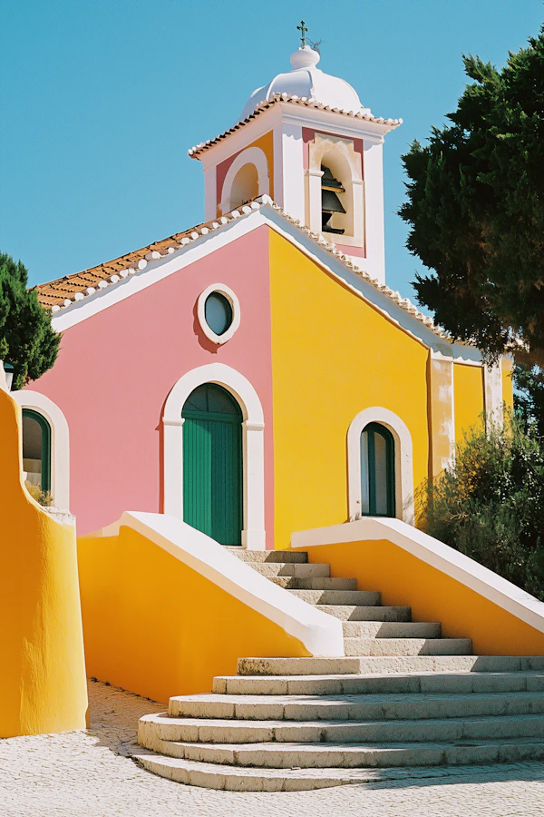 Colorful Building with Arched Windows