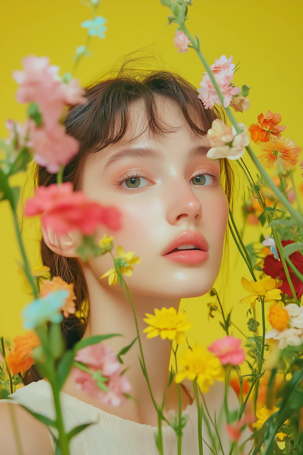 Woman with Vibrant Flowers