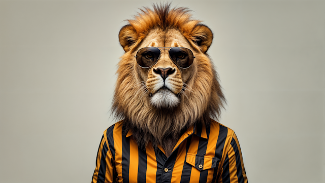 Fashionable Lion in Referee Shirt