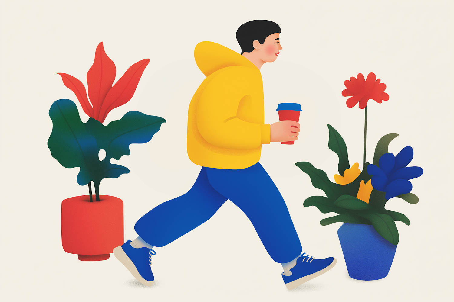 Stylized Person with Plants