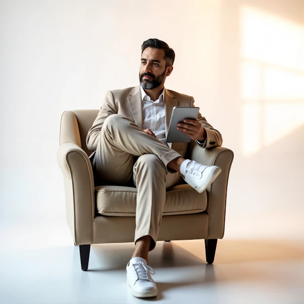 Man in Beige Suit
