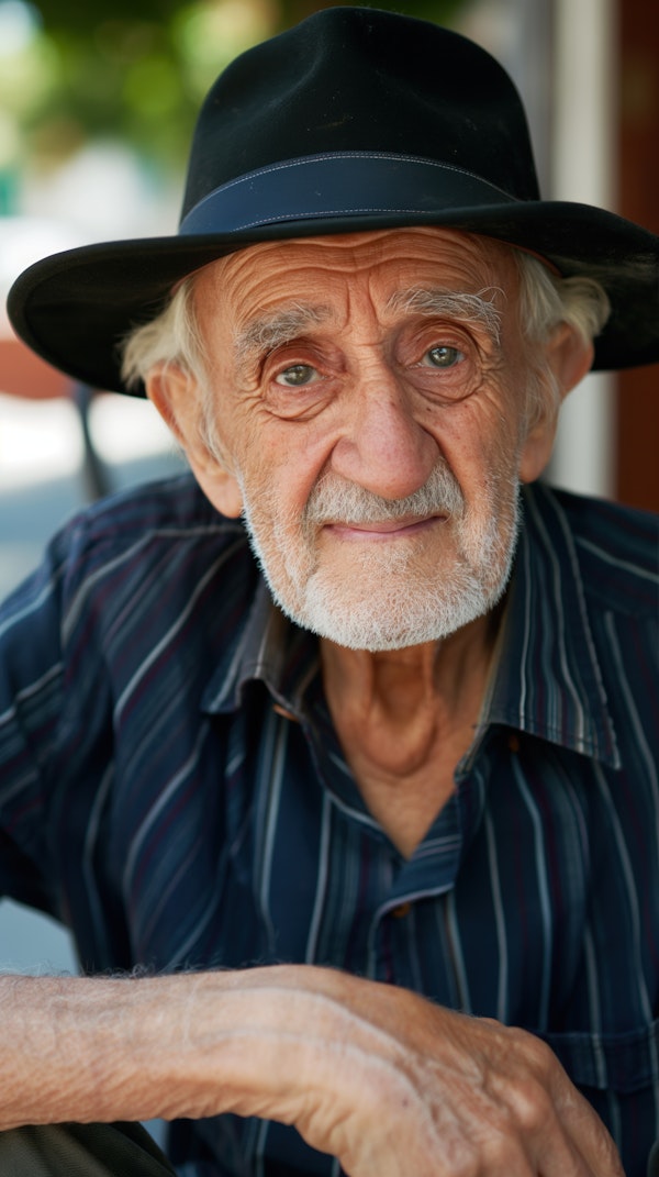 Elderly Man with Expressive Eyes and Gentle Smile