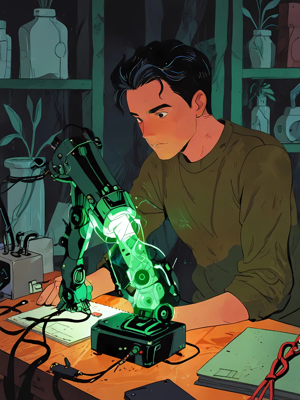Young Man in Workshop