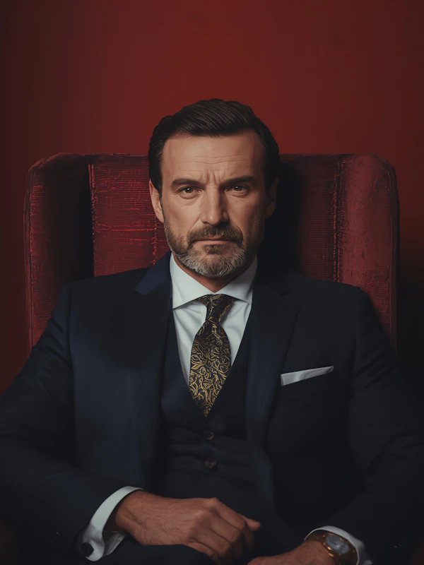 Man in Red Armchair