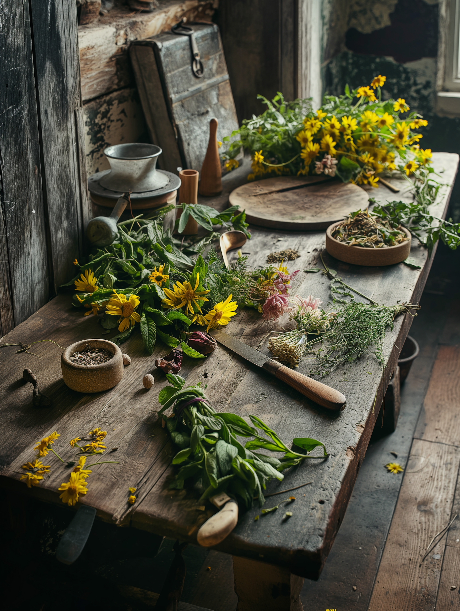 Rustic Herbal Workshop Tableau