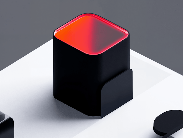 Modern Rectangular Object with Red Top