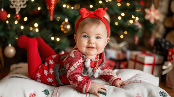 Festive Baby with Christmas Tree