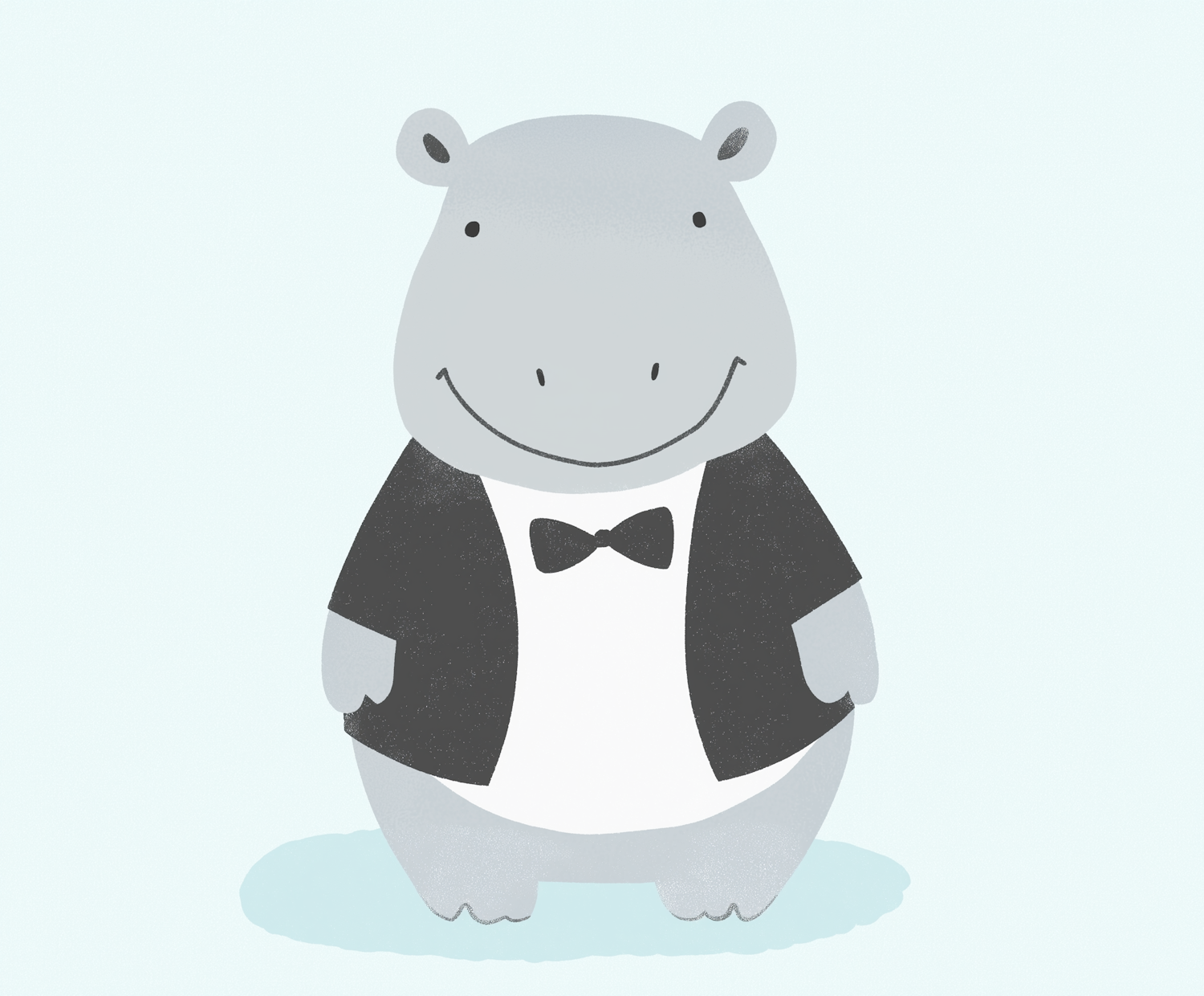 Cartoon Hippo in Tuxedo