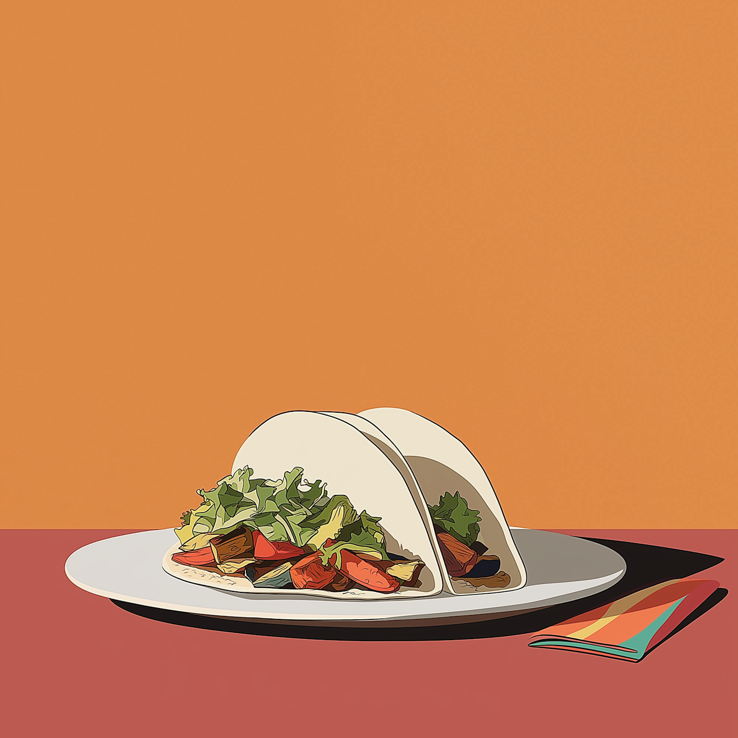 Stylized Vegetarian Taco Illustration