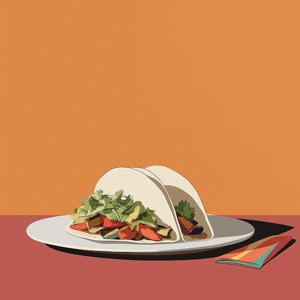 Stylized Vegetarian Taco Illustration