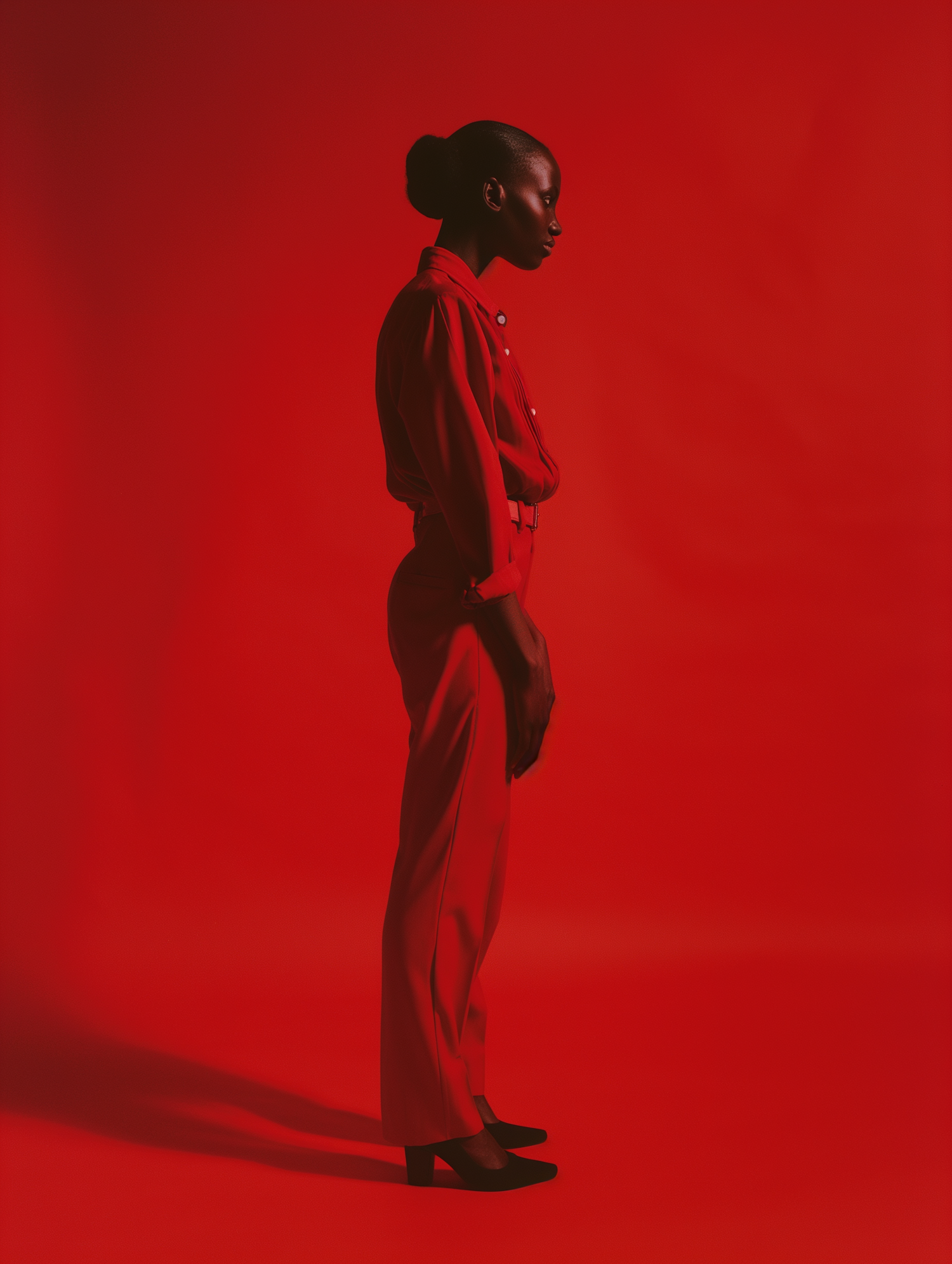 Monochromatic Red Portrait of a Fashionable Black Woman