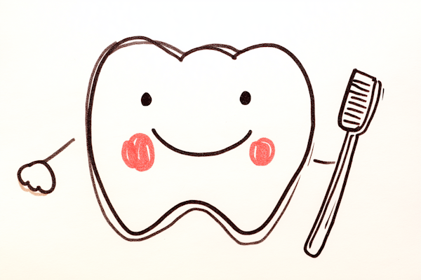 Cheerful Tooth and Toothbrush Illustration