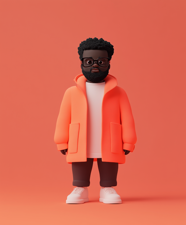 Stylized Character in Orange Hoodie