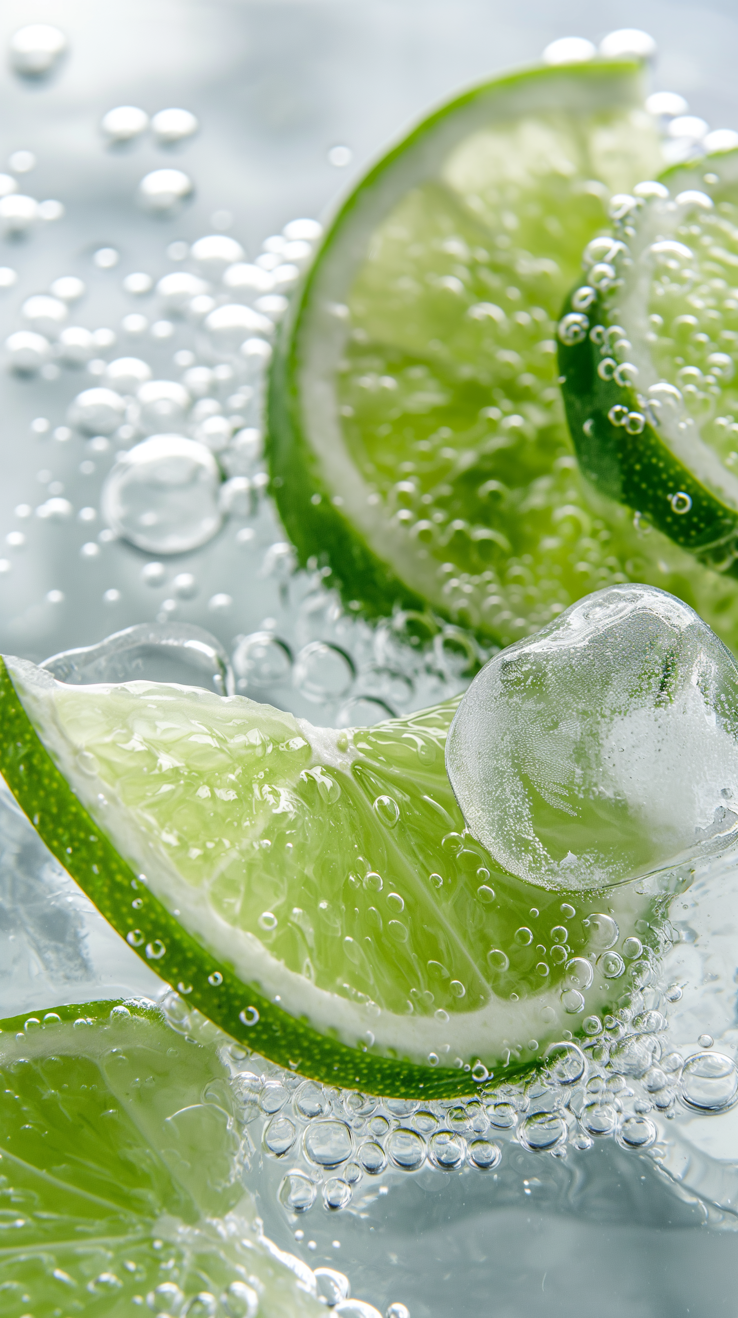 Refreshing Lime and Ice in Water